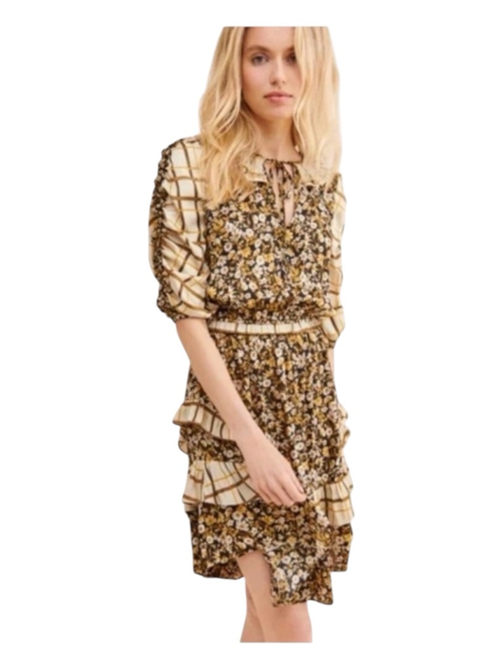 CURRENT AIR Floral Tiered Mini Dress, Size S.